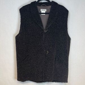 OLSEN Vest Womens Size 10 Brown Sherpa Fleece Toggle Closure Warm Layering Piece